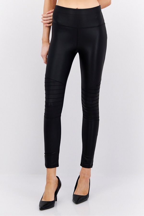 New Look-Women Petite Plain Faux Leather Leggings, Black 1