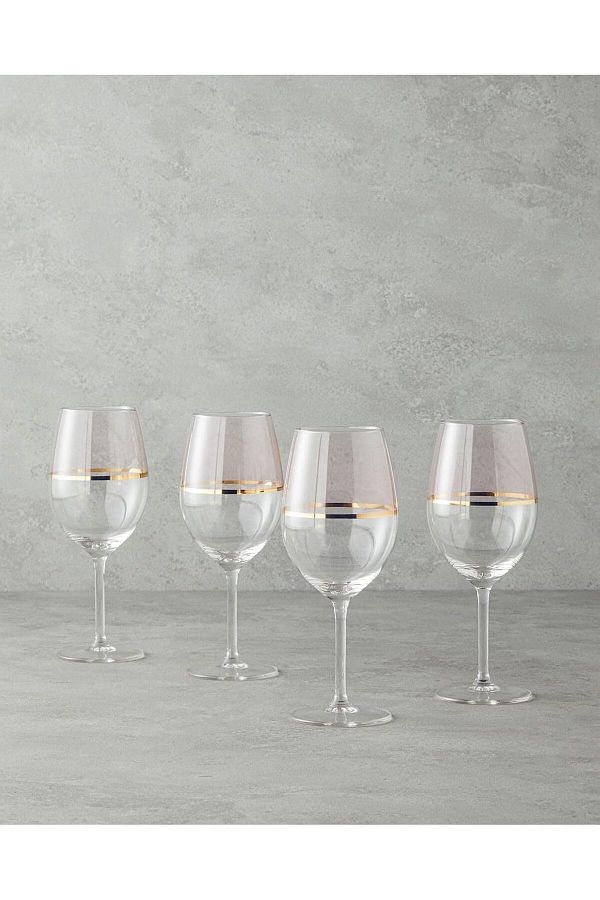 MERTONLİNE-Mrtshop Home Fiore Glass 4-Piece Goblet 540 ml Light Pink Newxdesingx 529847 1