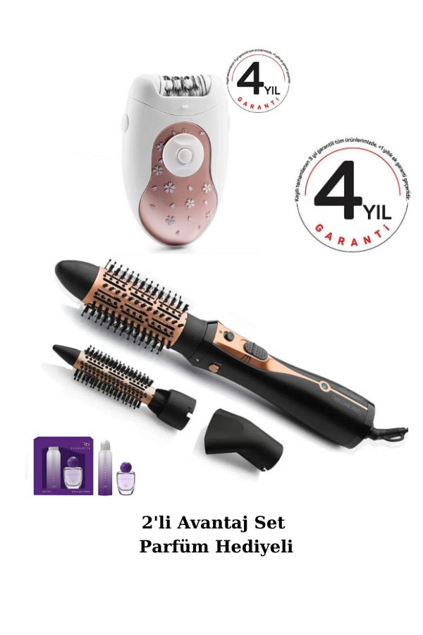 Arzum-Perfumed Air Blow 3 Head 18 Tweezers Epilator Brush - Hair Styler 1
