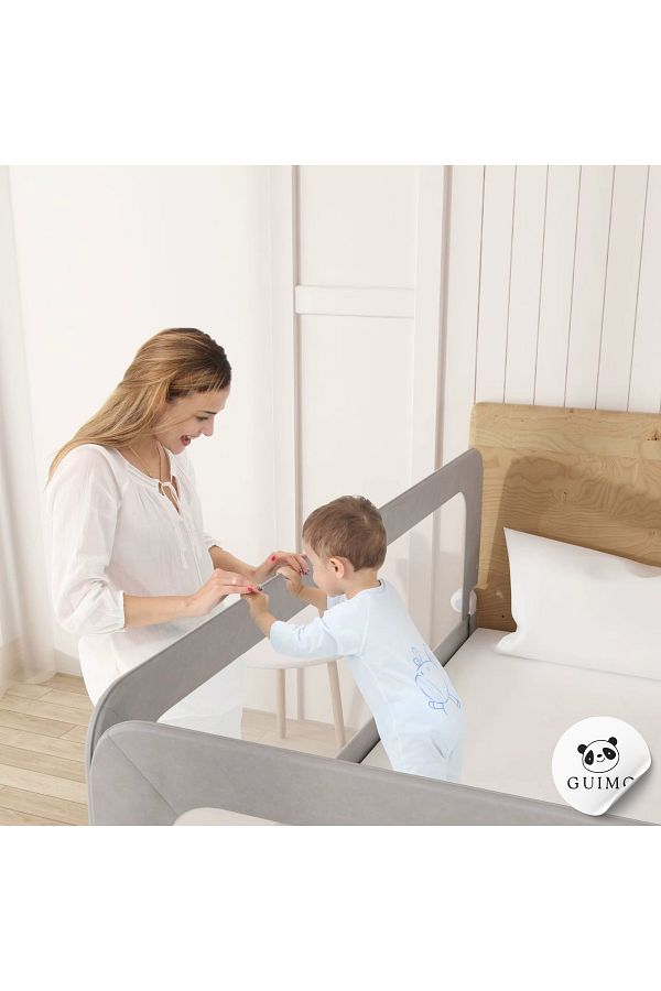 GUİMO-Guimo 120cm Double Mesh Bed Barrier Foldable Base Railing Foldable Bed Rail Guard Bed Rail 1