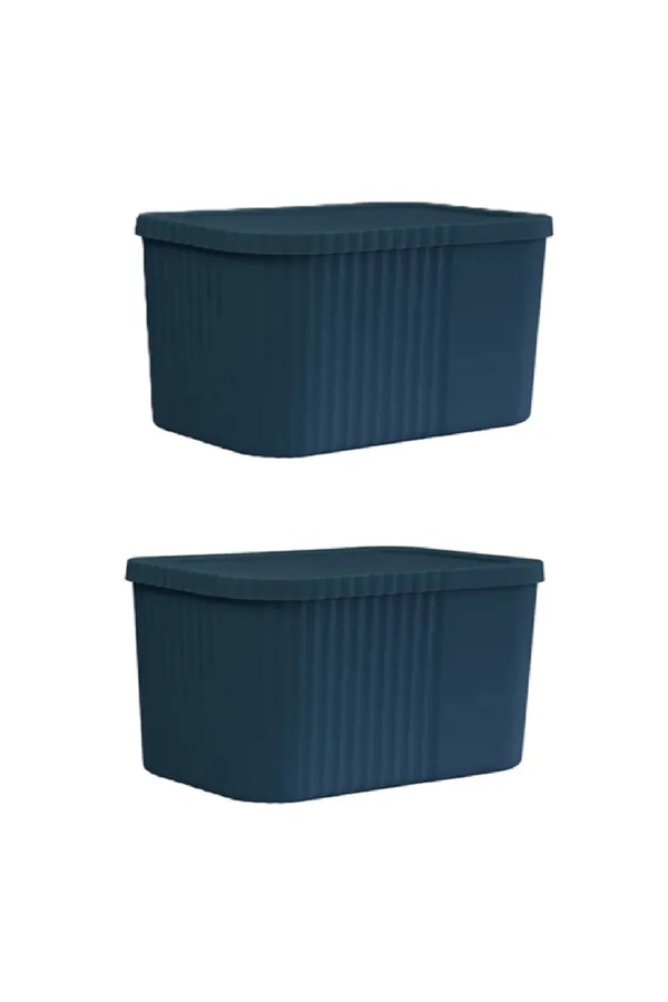 Roza's Home-2 Pieces 6 Liters Midi Multi-Purpose Storage Box with Lid - Towel, Cosmetic Personal Item Organizer 1