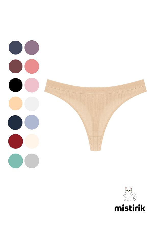 MİSTİRİK-Paulo Model Ribbed Stretchy Fabric String Thong Skin Color 1