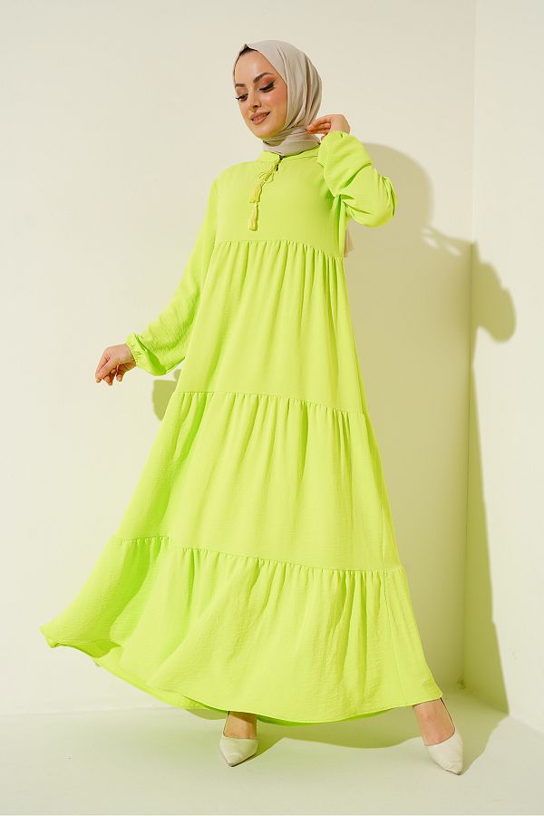 Bigdart-1627 Rochie Hijab cu Siret - V. Verde 1