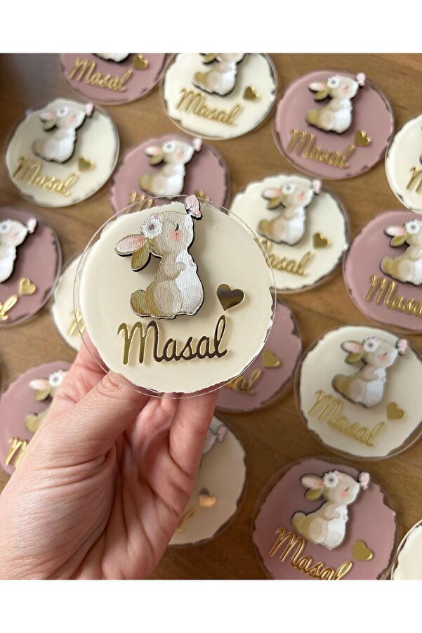 hobidünyam- Tavşan Figürlü Pleksi Hediyelik Magnet 10 Adet