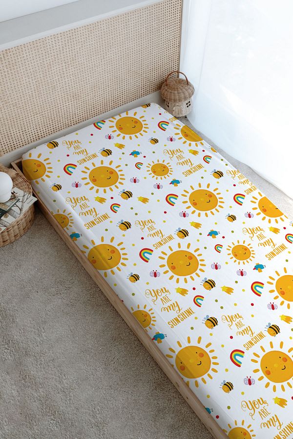 Tuğba Kuğu-Smiling Pastel Printed Flat Sheet - Baby Series 1
