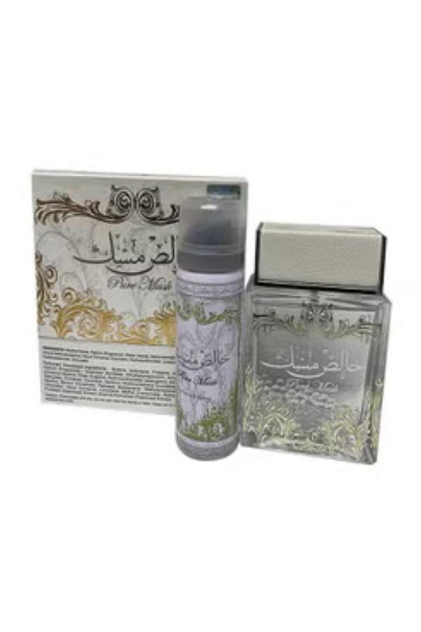 lattafa-Pure Musk Gift Set of 2 (1 Musk Khaleesh Perfume 100ml, 1 Deodorant Spray 75ml) 1