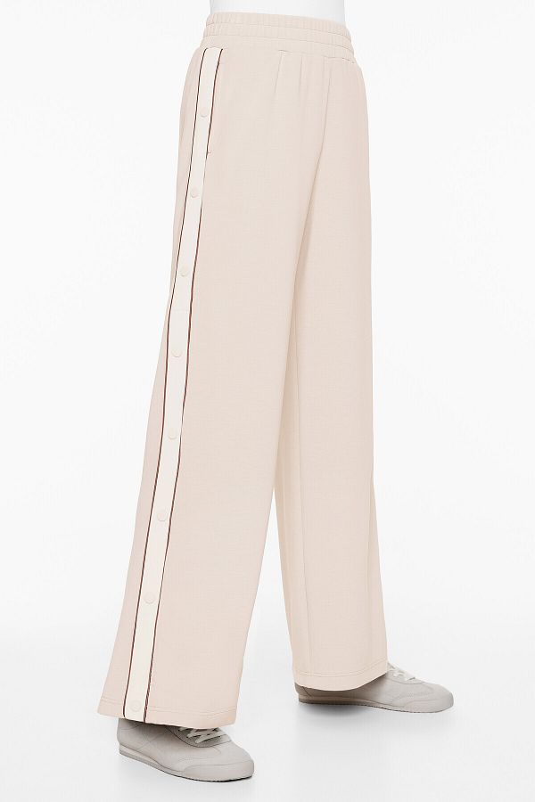 Oysho-Wide-leg trousers with soft-touch modal, piping and buttons 1
