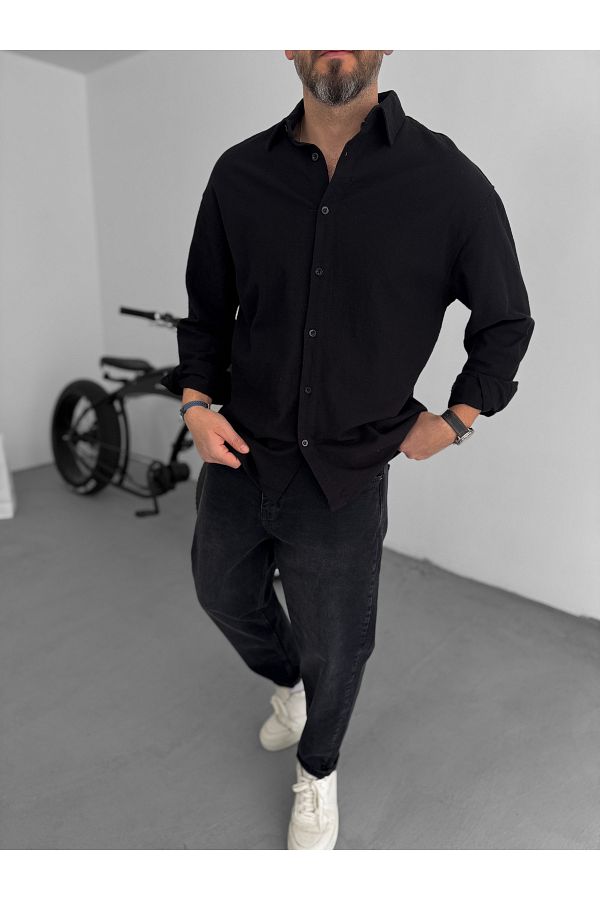 BYBASICMAN-Black Flame Long Sleeve Shirt Yp-5001 1