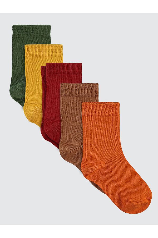 Civil Boys-Boy's 5-Piece Socks 2-12 Years Caramel 1