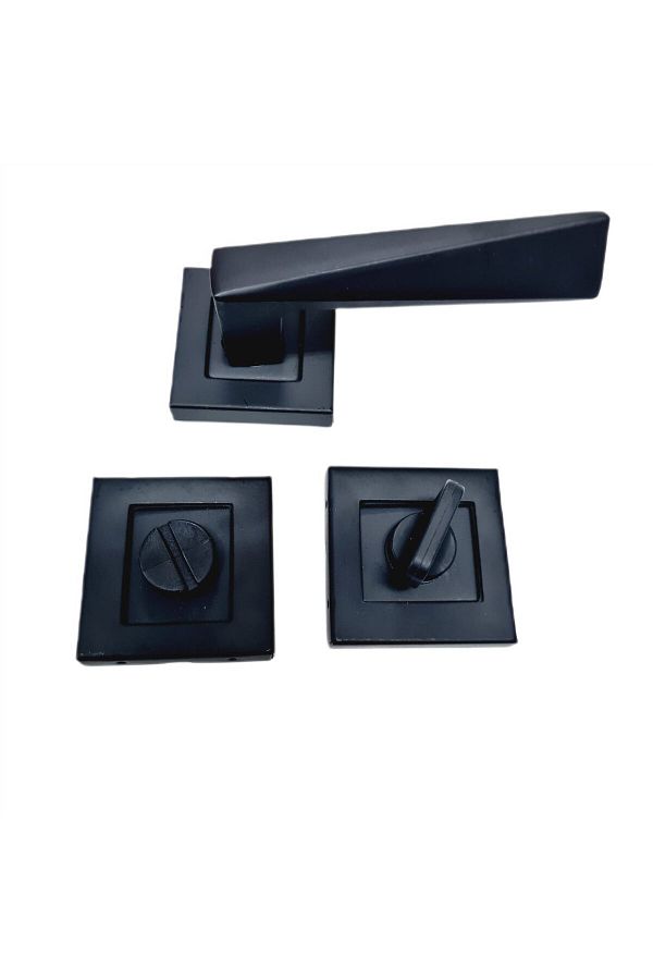 Nobel-Door Handle Max Penta Mats Black Wc Door Handle with Square Badge / 2 Set 1