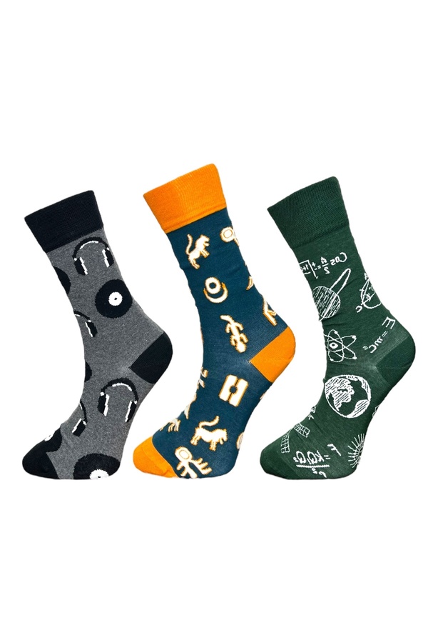 Mevo-3-Piece Unisex Flexible Moisturizing Cotton Colorful and Patterned Socks 1