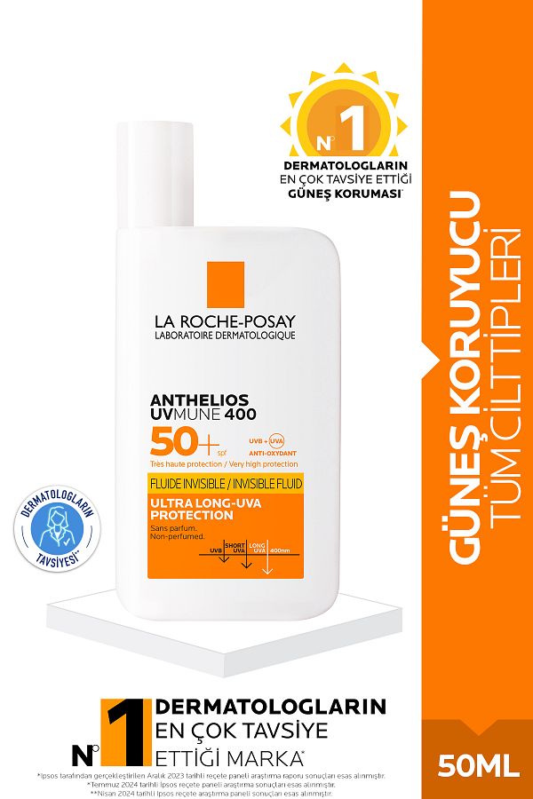 La Roche Posay-Anthelios Uvmune 400 - واقي شمسي سائل غير مرئي بعامل حماية من الشمس 50+، 50 مل - جميع أنواع البشرة 1