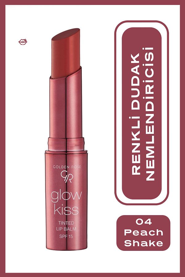 Golden Rose-Glow Kiss Tinted Lip Balm - 04 Peach Shake Colored Lip Moisturizer - 8691190440817 1