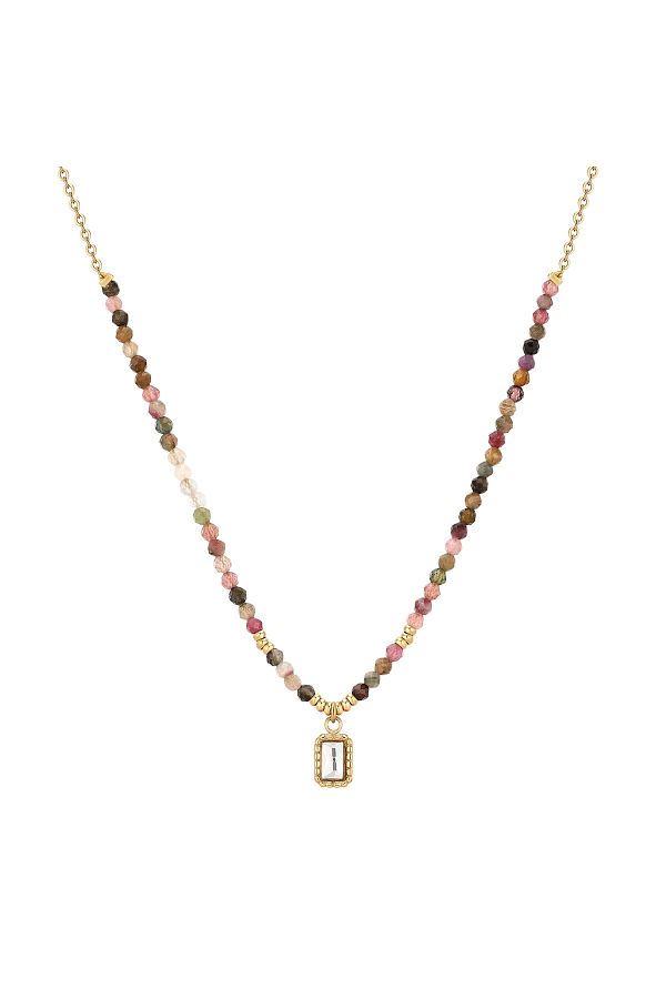 eastside-Edelstahlhalskette Kette Mit Anhänger Edelstahl Gelbgold Zirkonia Weiß Turmalin Multicolor 1