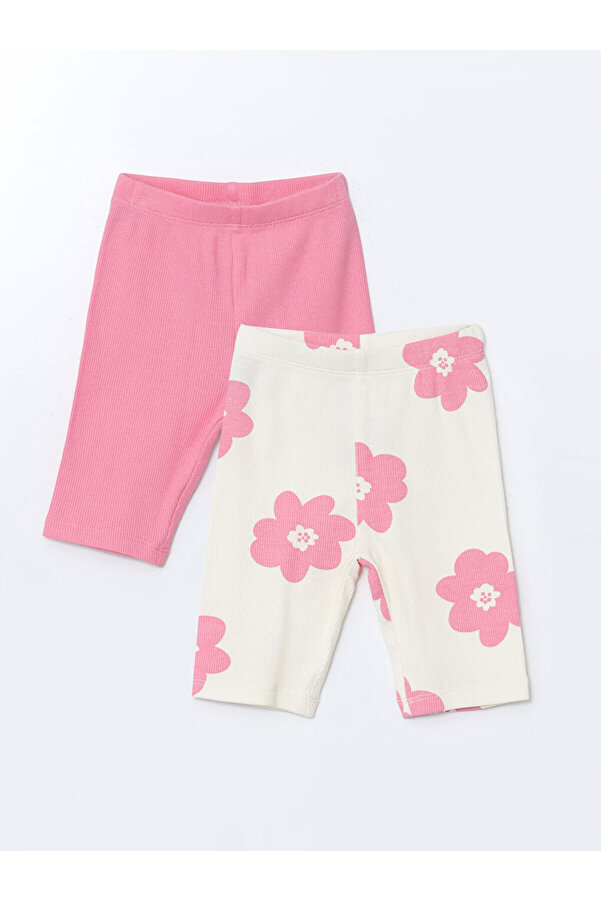 LC Waikiki Pembe Çiçekli Ribanalı Kız Bebek Tayt 2'li