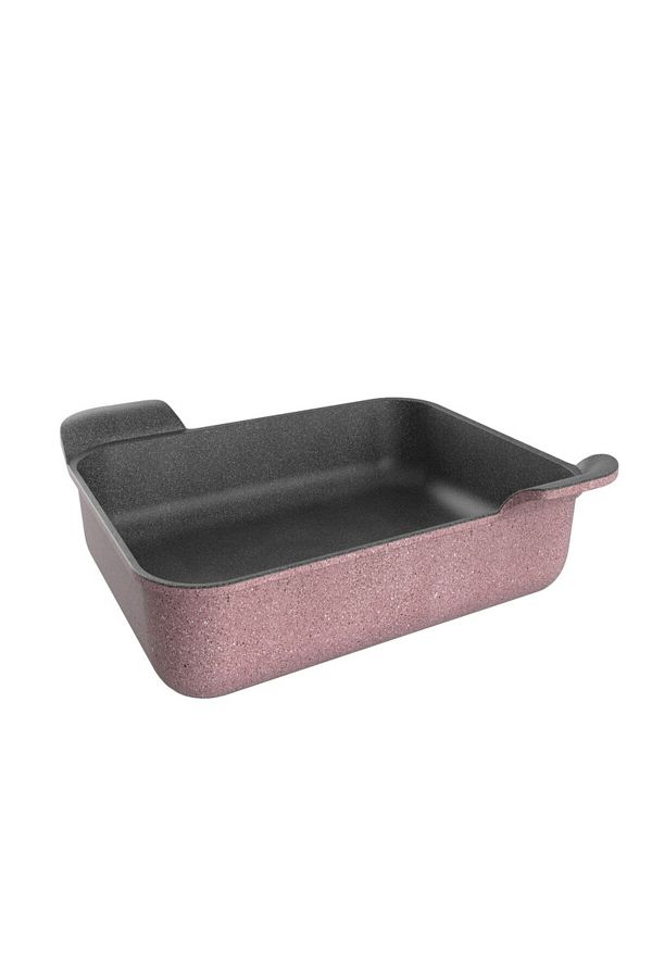 NEOFLAM-,Rectangular Ovenware,Large,32*40cm,double integrated handle,Pink Marble Color 1