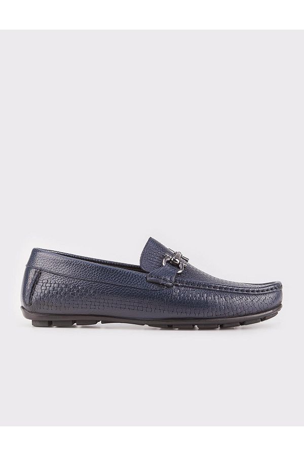 Cabani-Genuine Leather Navy Blue Men's Loafer 1