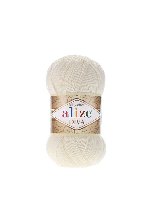 Alize-ديفا مرسيريزد 62 - كريمي فاتح، 100 جرام 350 متر (مع خيوط حياكة الصوف) 1