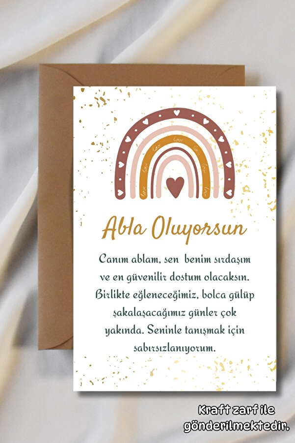 Metranya Abla Oluyorsun Müjde Kartı Hamilelik Hatıra Anı Kartı Bebek Hediyelik Yenidoğan Fotoğraf Çekim Kartı