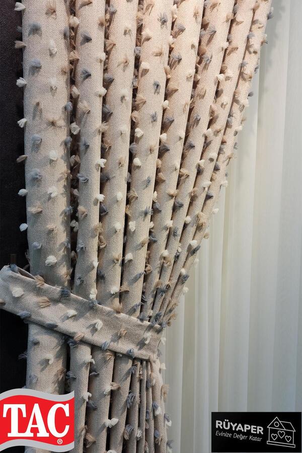 Taç-Pastel Tufted Background Curtain Modern and Joyful Design 1