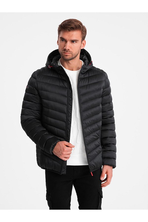 OMBRE-Lightly insulated quilted men's jacket with satin trim - black V2 OM-JALP-0180 XL 1