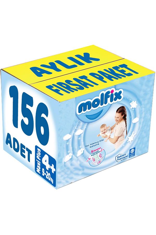 Molfix-حفاضات أطفال مقاس: 4 (9-20 كجم) ماكسي بلس 156 قطعة عبوة شهرية 1