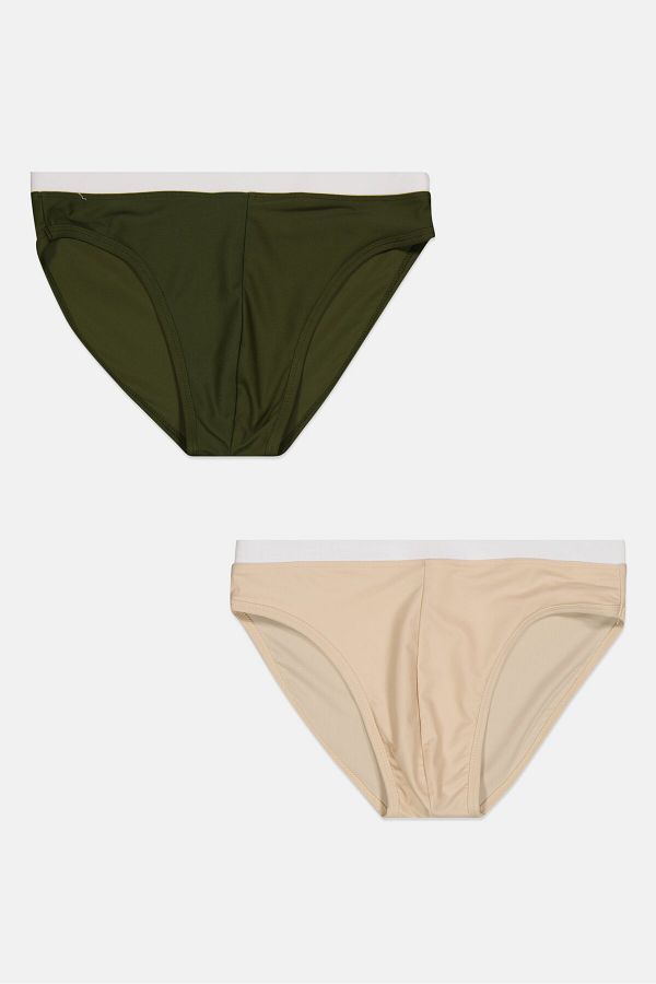 Asos Design-Men 2 Pieces Solid Swim Brief, Blue Olive 1
