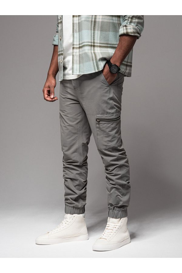 OMBRE-Men's jogger pants with cargo pockets and print - gray V4 OM-PAJO-0200 L 1