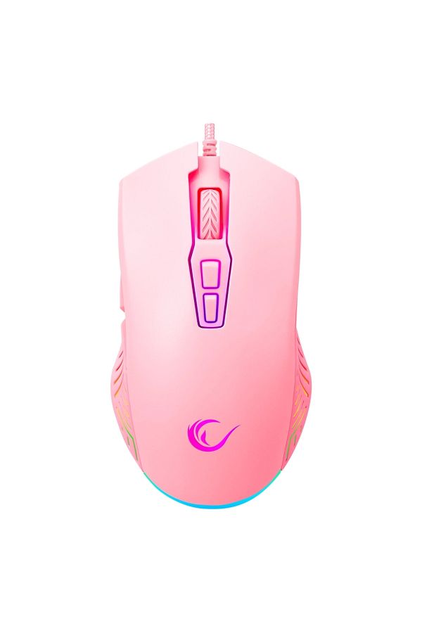 Rampage-Smx-G68 Spear Pink 7200 Dpi Rgb Led Macrolu Drag Click Gaming Player Mouse 1