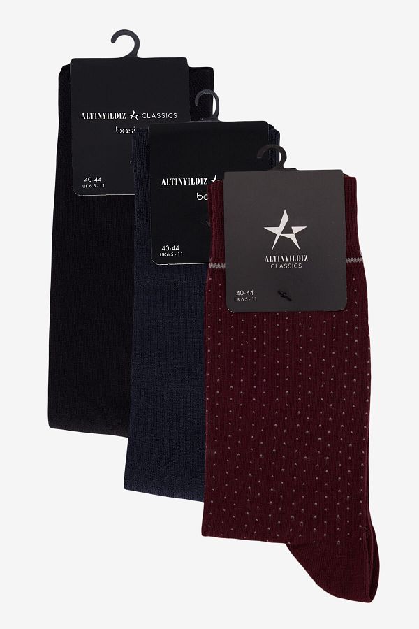 AC&Co / Altınyıldız Classics-Ανδρικές κάλτσες Navy Blue-Claret Red-Black 3 Pack 1