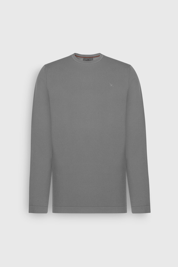 ALTINYILDIZ CLASSICS-Men's Gray Melange Standard Fit Regular Cut Crew Neck Knitwear Basic Sweater 1