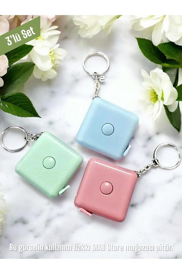 Mabs Tech-1.5 Meter Automatic Wrap Square Mini Tape Measure Set of 3 - Key Chain Roller Tailor Measuring Tape 150 cm 1