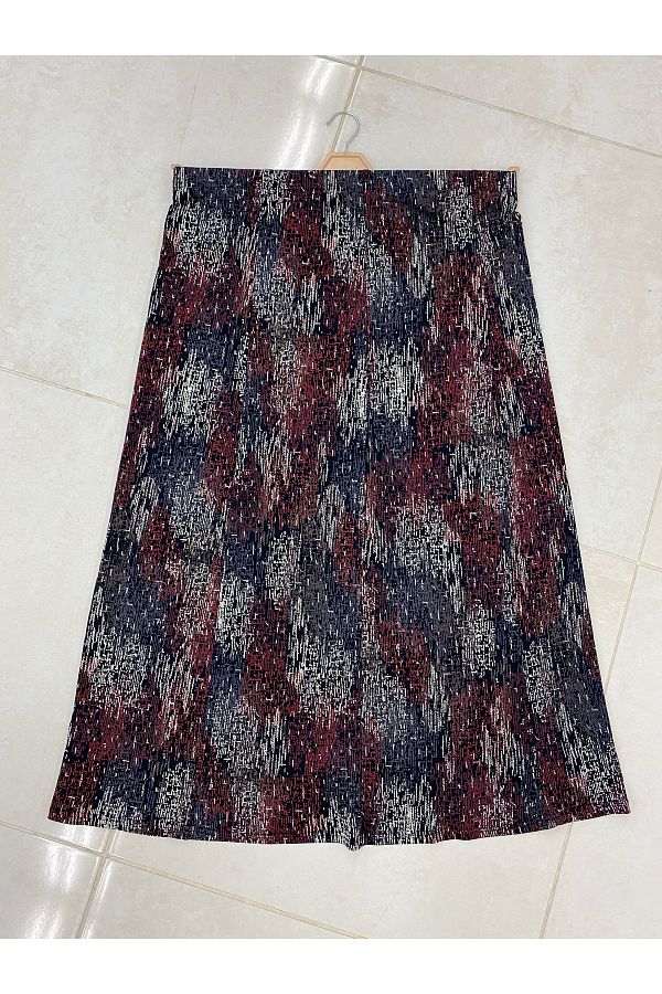 TDYtrendy Giyim-Mother's Patterned Plus Size Violet Skirt with Elastic Waist 1