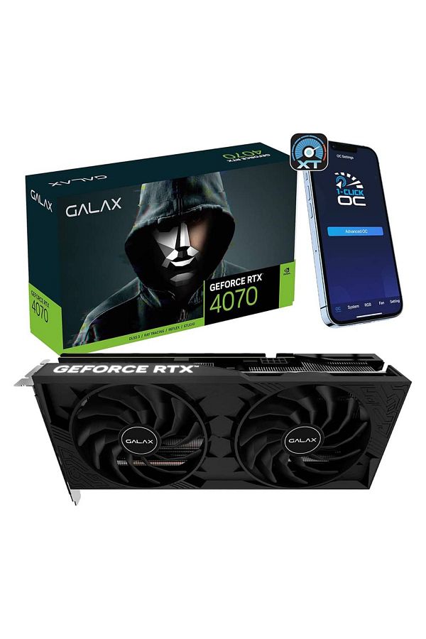 GALAX-Geforce Rtx 4070 12Gb Gddr6X Dlss 3 Graphics Card - 1-Click Oc 2X V2 (47Nom7Mdabxv) 1