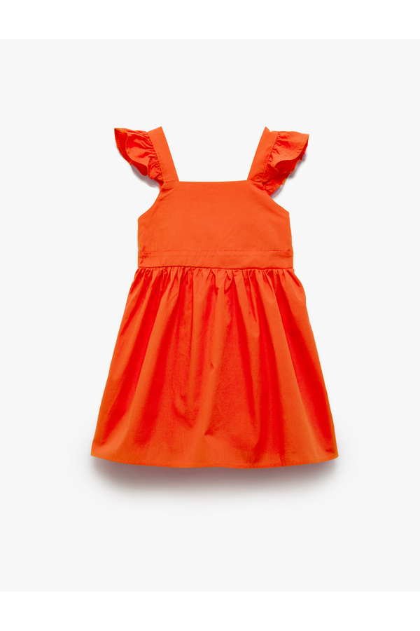 Koton Elbise Kelebek Kollu Beli Bağcıklı Pamuklu