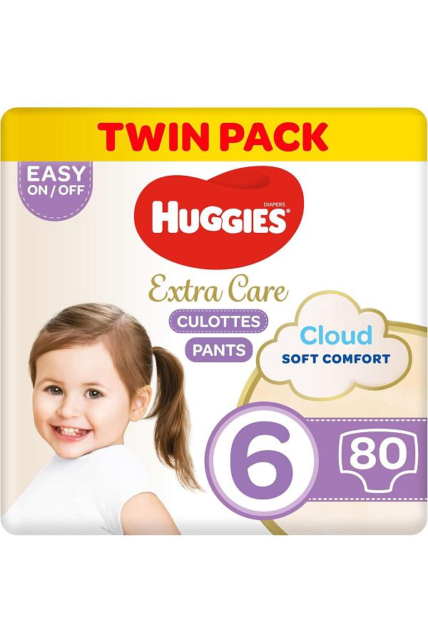 Huggies-Extra Care Culottes, Size 6, 15-25 kg, Twin Jumbo Pack, 80 Diaper Pants 1