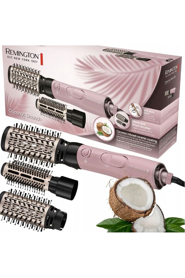 Remington-مشط تصفيف وتجفيف الشعر 2 في 1 من جوز الهند، جذوع مطلية بالسيراميك as5901 1