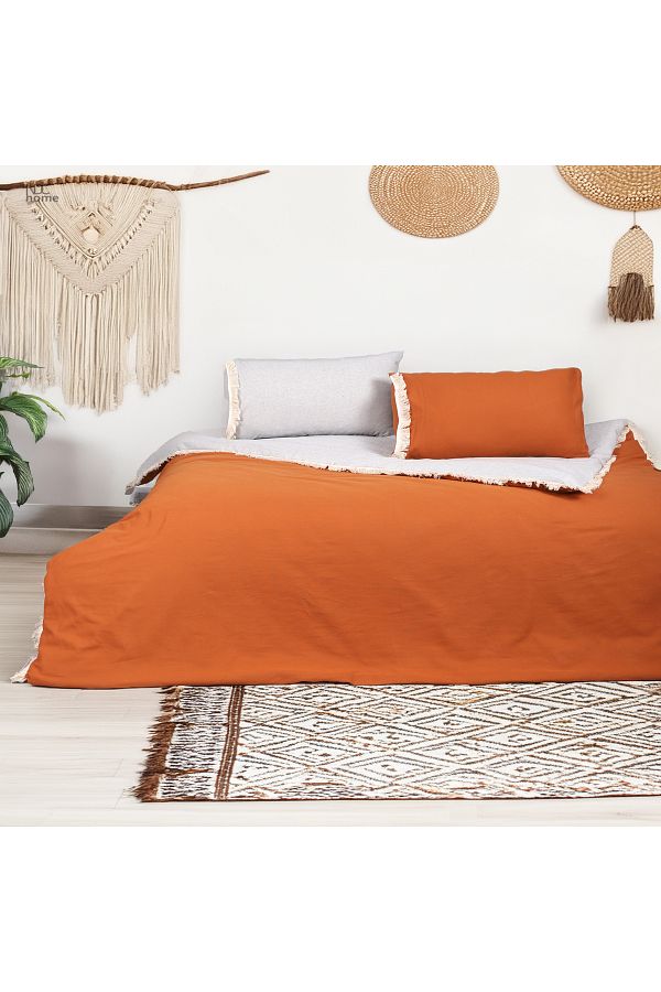 NDC HOME-Cinnamon Grey Linen Double Sided Single Duvet Cover Set [160X220] 1