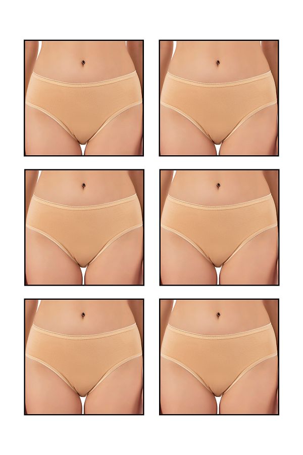 ÖZKAN underwear-Özkan 6121 6 قطع من سراويل باتو النسائية المصنوعة من القطن والليكرا ذات الخصر العالي 1