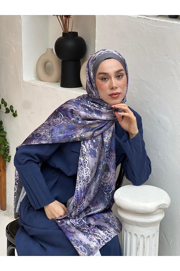 Modakaşmir-Silky Shawl with Aztec Pattern 1