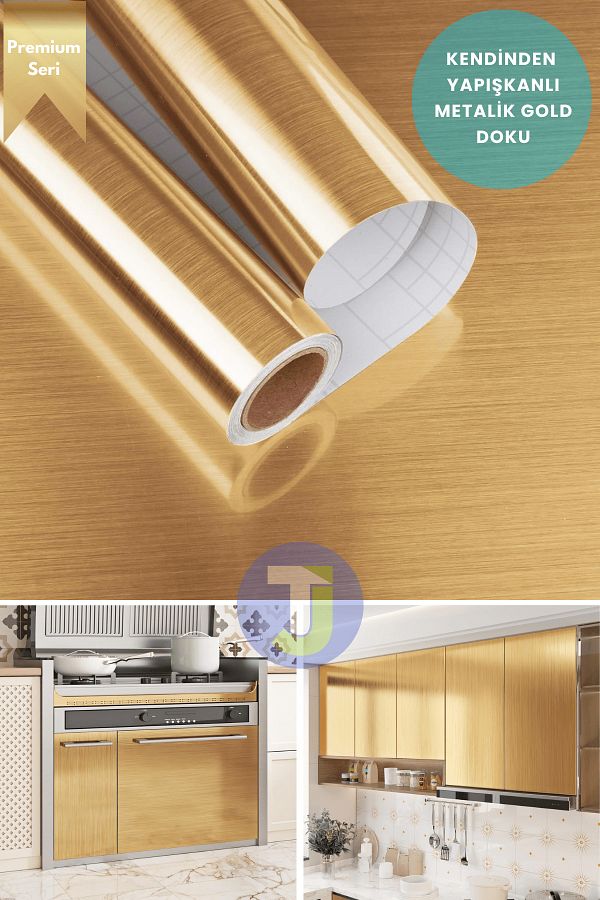 Technojet-Self-Adhesive Metallic Foil Kitchen Bathroom Countertop Wall Cabinet Table Covering 60Cmx500Cm 1
