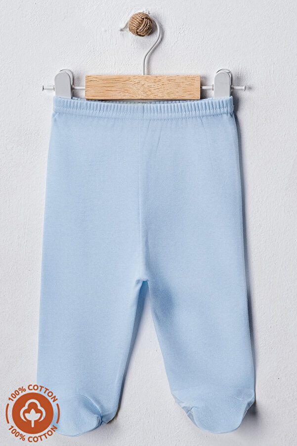 Miniel Unisex Bebek Penye Organik Pamuklu 0-6 Ay Patikli Bebek Pantolon Tek Alt Basic Model