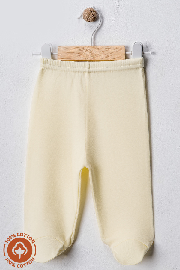 Miniel Unisex Bebek Penye Organik Pamuklu 0-6 Ay Patikli Bebek Pantolon Tek Alt Basic Model