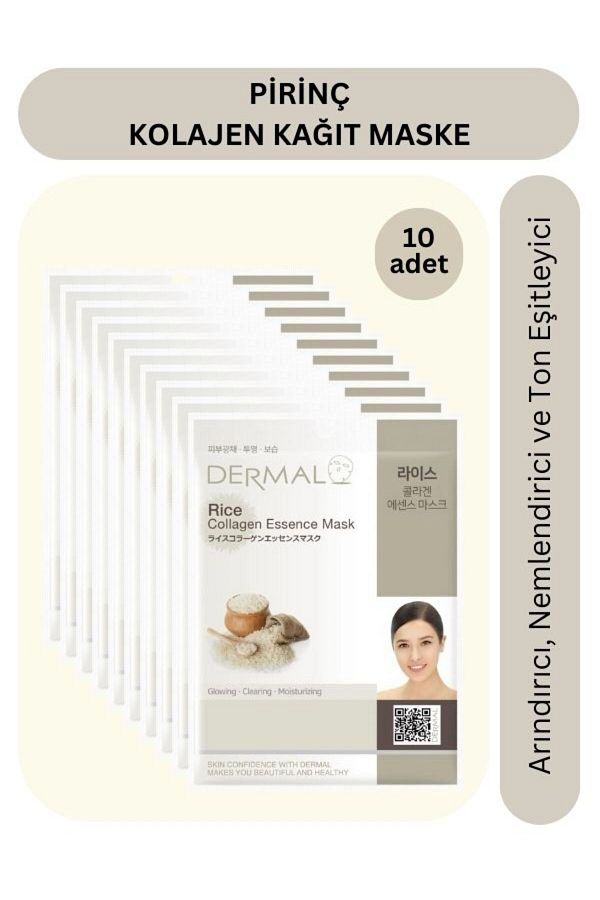 Dermal-Purifying Moisturizing and Tone Equalizing Rice Extract Collagen Mask 10 Pieces 1