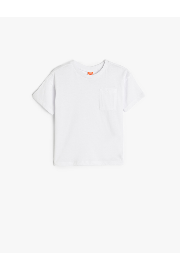 Koton Pamuklu Kısa Kollu Cep Detaylı Bisiklet Yaka Basic Tişört