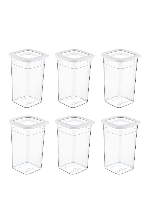 Smartware-White Set of 6 - Skali Square Storage Container, 1440 ml 1