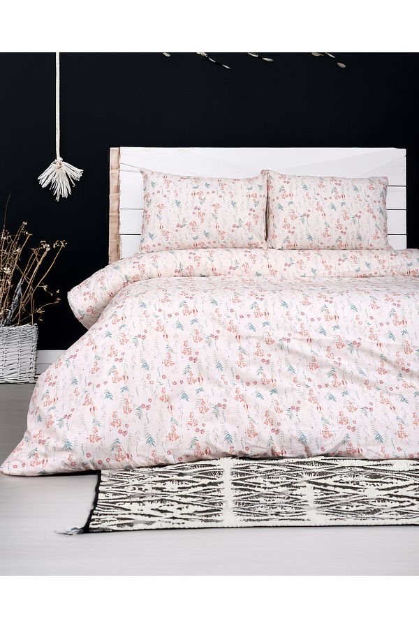 zirael-100% Cotton Double Size 160 X 200 Fitted Bed Sheet Duvet Cover Set 1