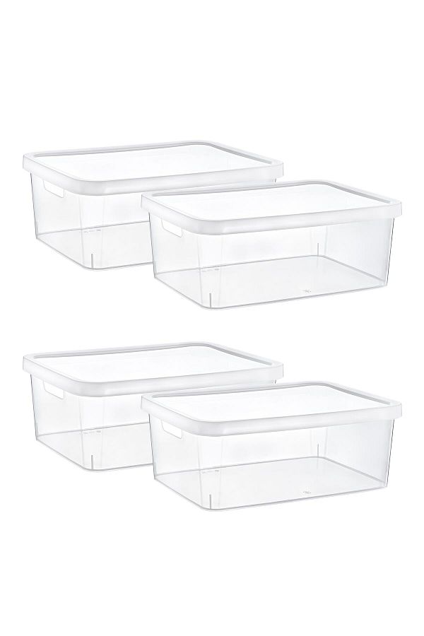 Smartware-Transparent Stafi Box Set of 4 with Lid - 12 Lt 1