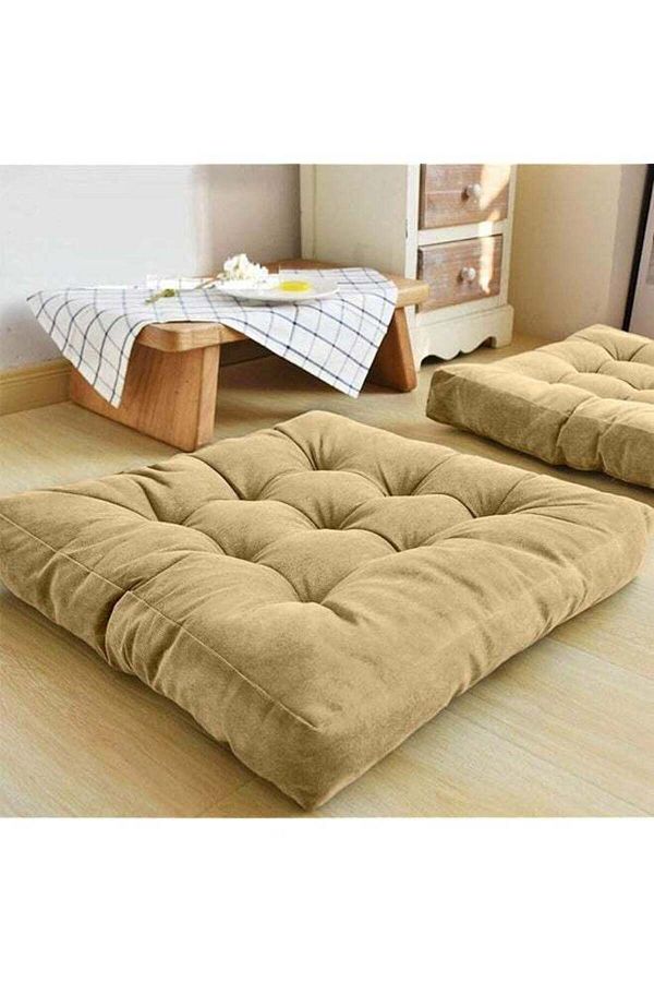 soufa dibaj-Square Soft Velvet Decorative Cushion Attractive Colors - Ivory 1