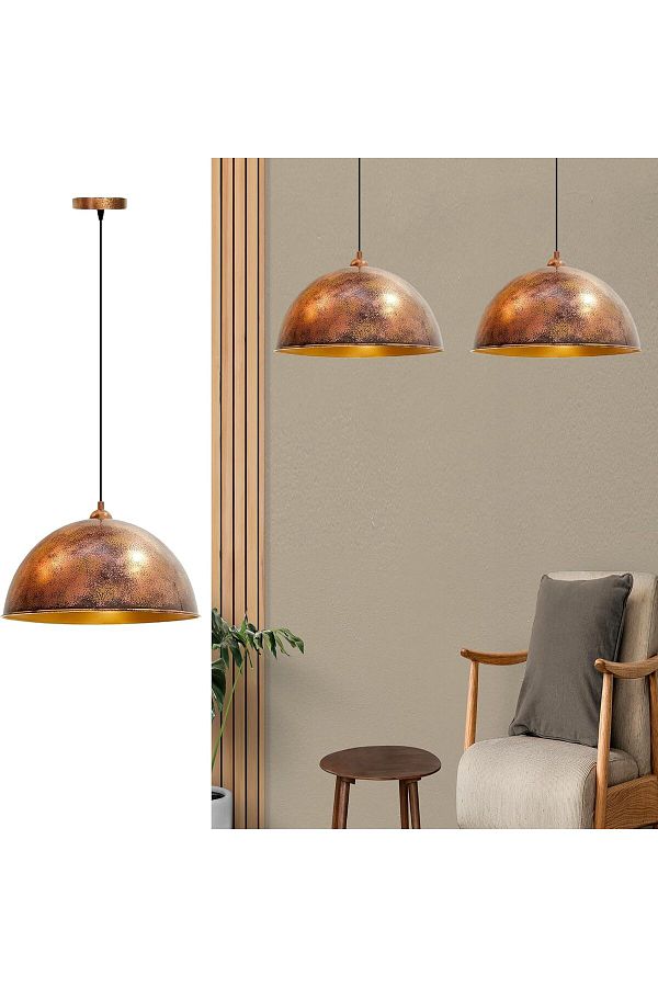 Bamyum-Lipeo 30 cm Hängelampe Metall E27 Kupferfarbe 2 Flammige 1